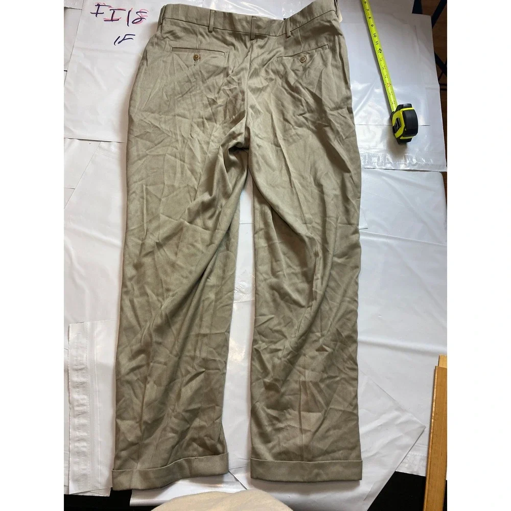 Savane Dress‎ Pants Men's 36x30 Khaki Pleated Front Teflon No Wrinkle NWT